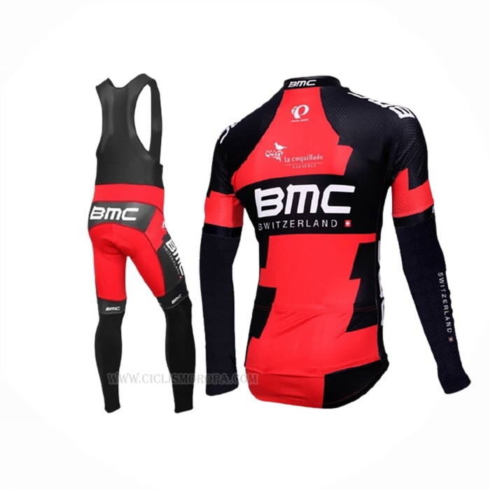 2016 Ropa Ciclismo BMC Negro Rojo Mangas Largas y Culotte Lunga